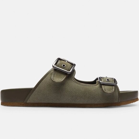 NWOB Coach Men\'s Buckle Strap Sandal In Army Green Suede Size 11 main image 5